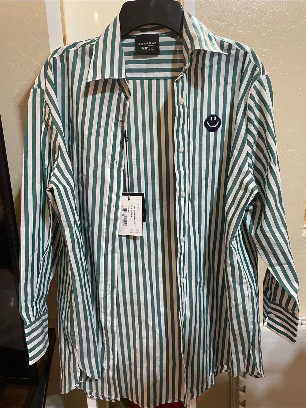 Joshua Sanders x Smiley Green & White Striped Casual Button-Down Shirt